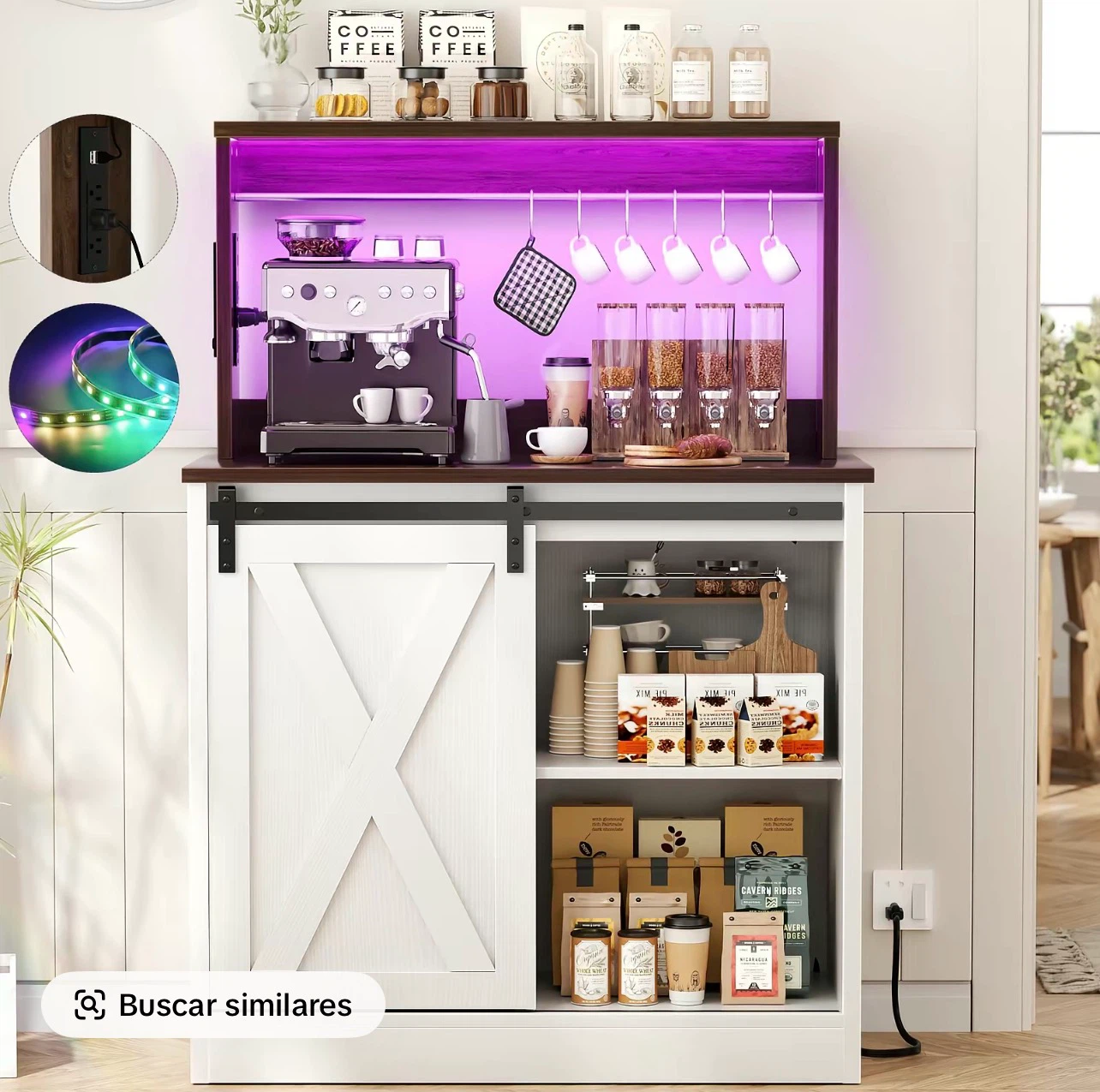 Farmhouse Style Coffee Bar Cabinet with Storage - photo 5