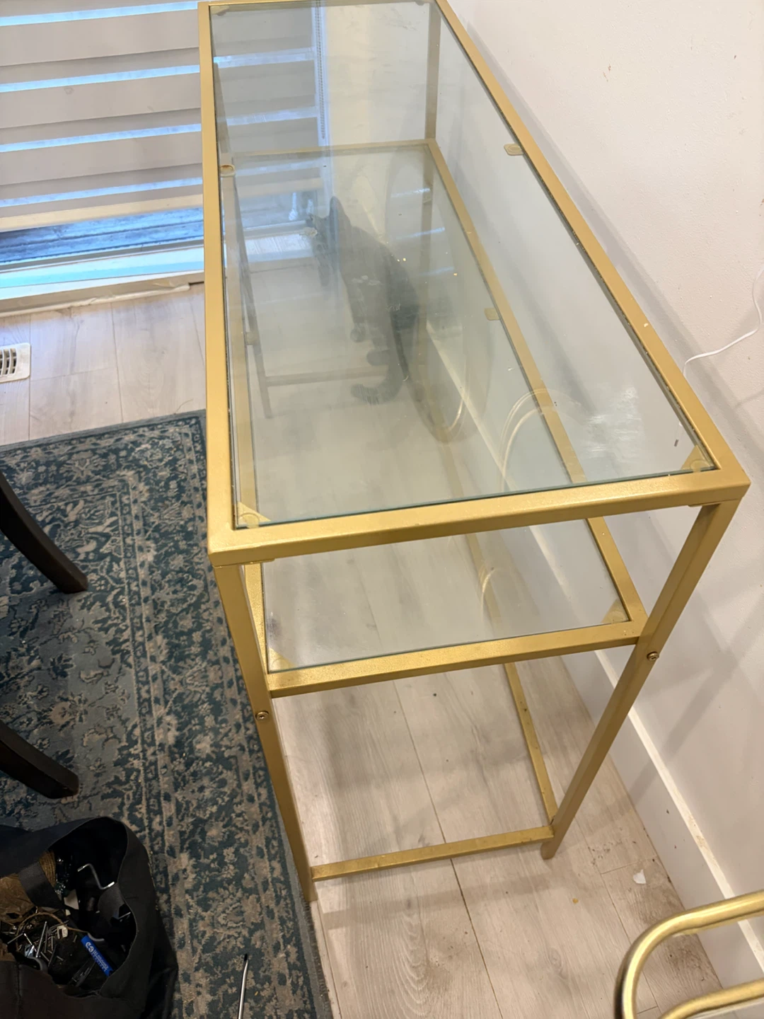 Gold Metal and Glass Shelf Unit