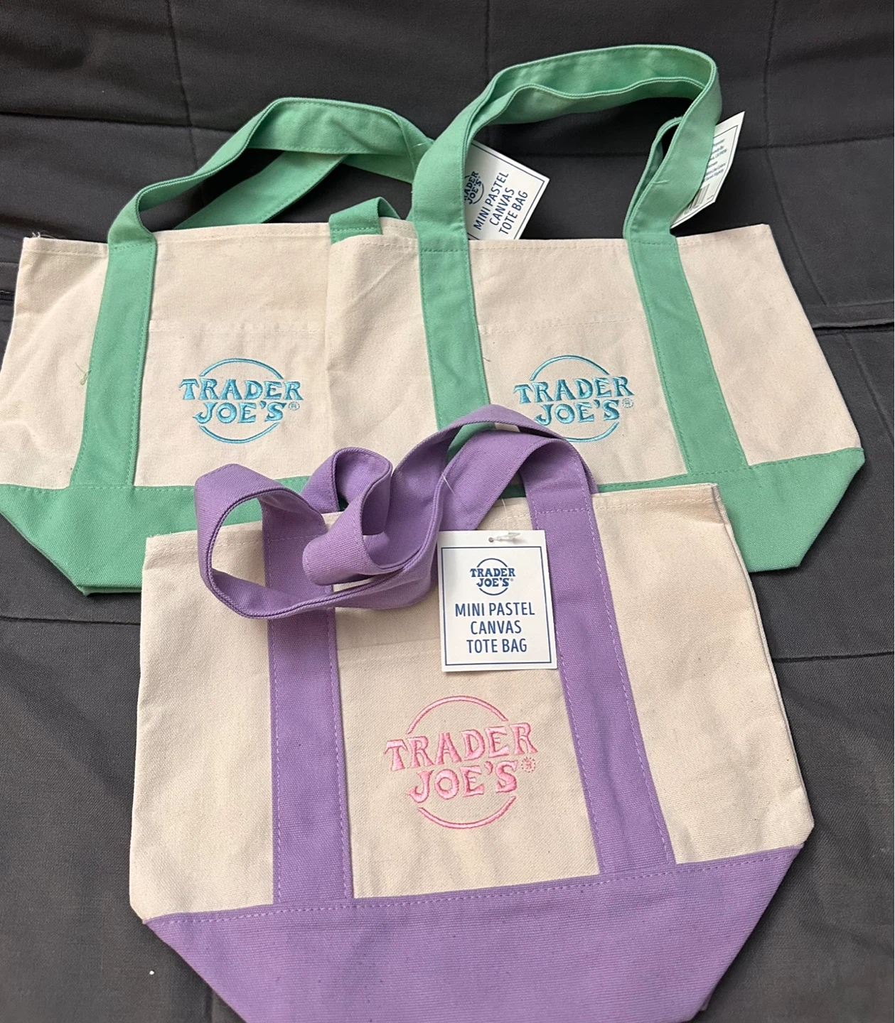 Trader Joe's Mini Pastel Canvas Tote Bags