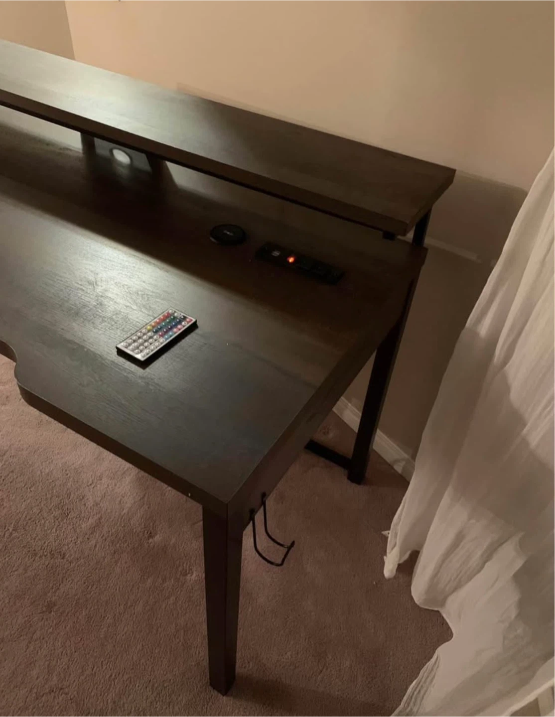 Dark Wood Computer Desk with Shelf - photo 3