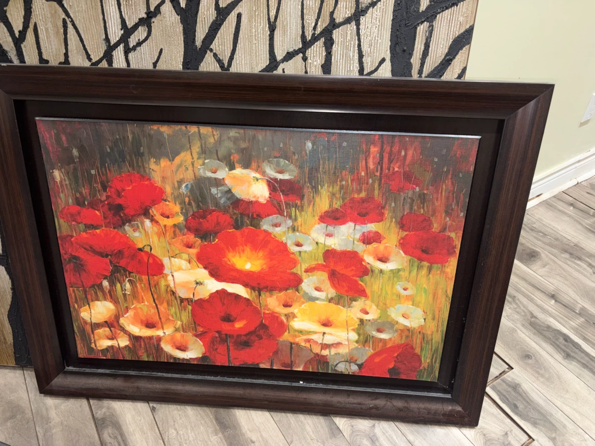 Framed Canvas Wall Art - Red Poppies - photo 2