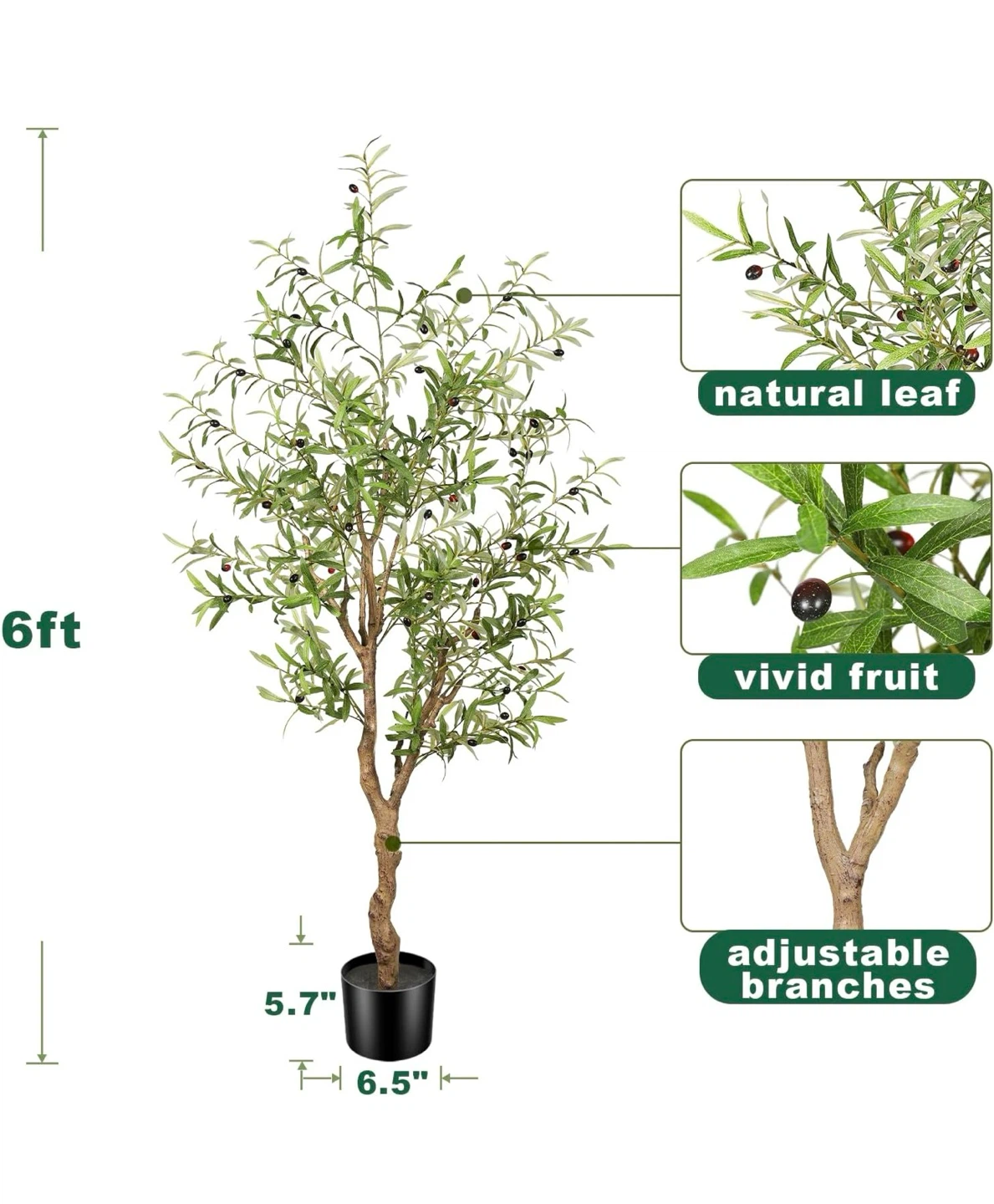 6ft Artificial Olive Tree with Vivid Fruit OT - photo 3
