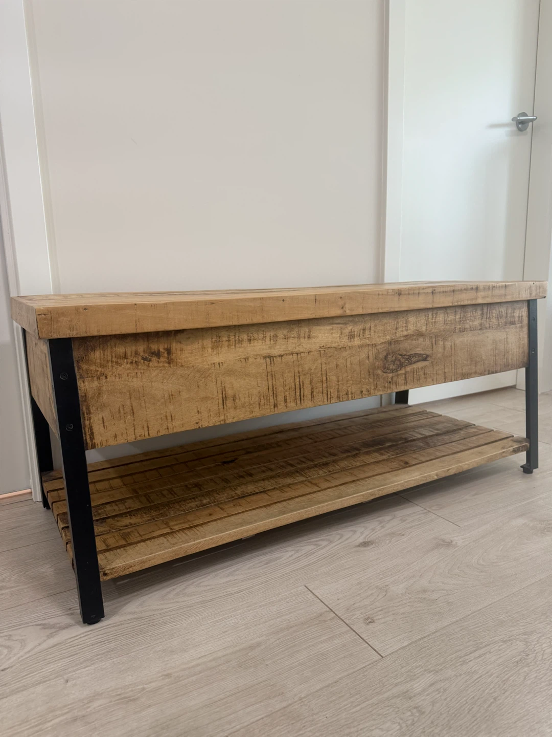 Wooden Storage Bench with Metal Frame - photo 4