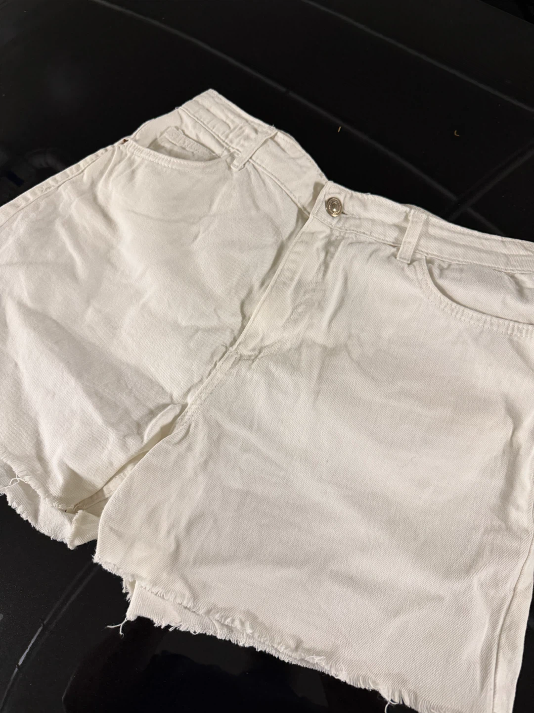 White Denim Cutoff Shorts
