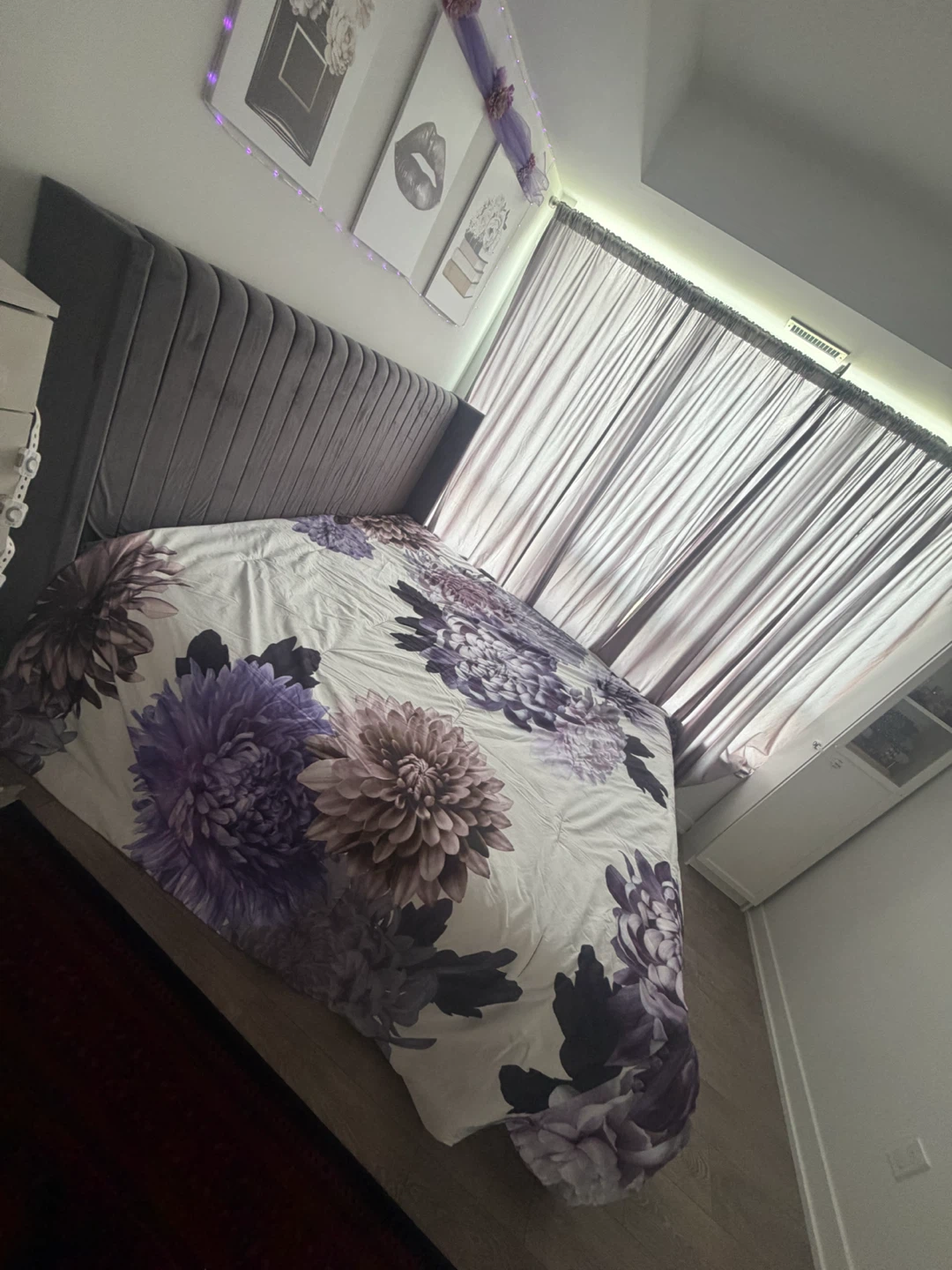 Grey Velvet Upholstered Storage Bed Frame king size