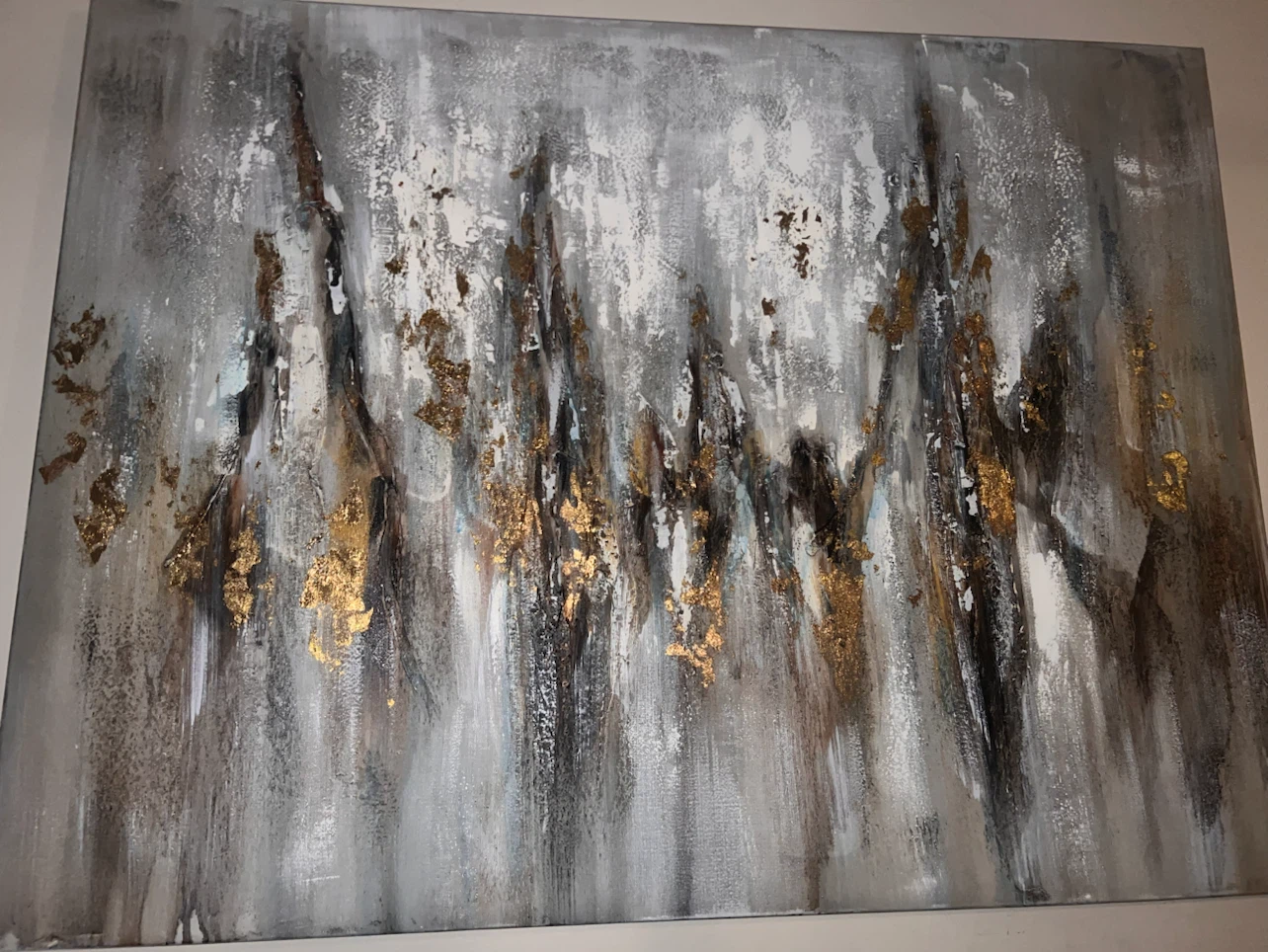 Abstract Wall Art with Gold Leaf Accents