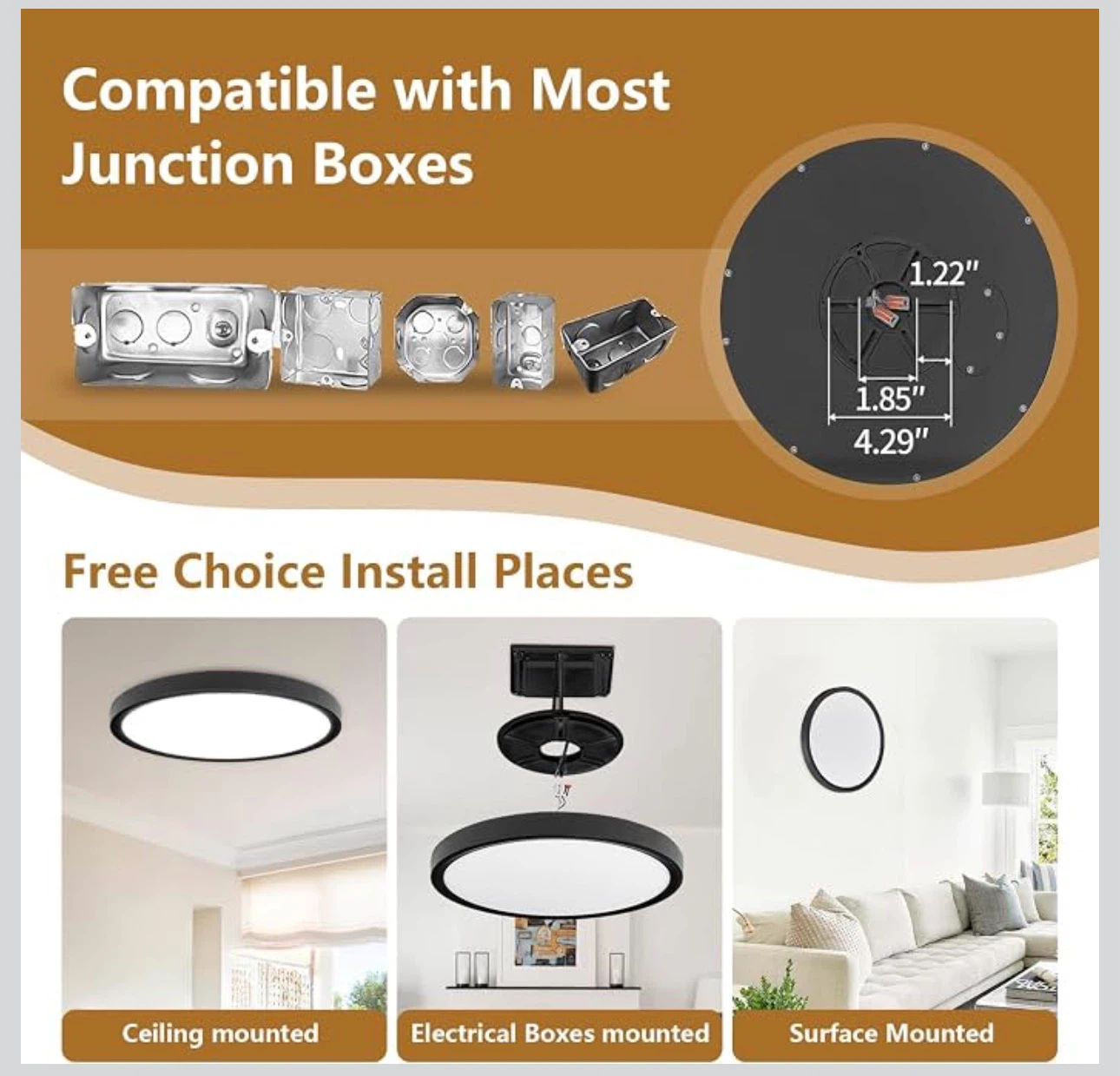 6PK 12 Inch LED Flush Mount Ceiling Light - Black 126 - photo 4
