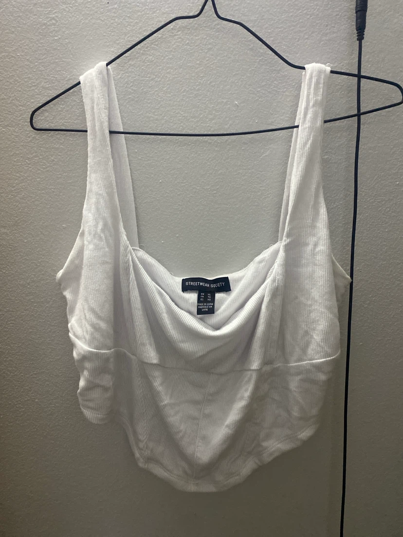 Streetwear Society White Ribbed Cropped Tank Top XL