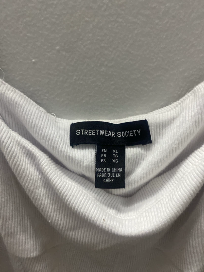Streetwear Society White Ribbed Cropped Tank Top XL - photo 2