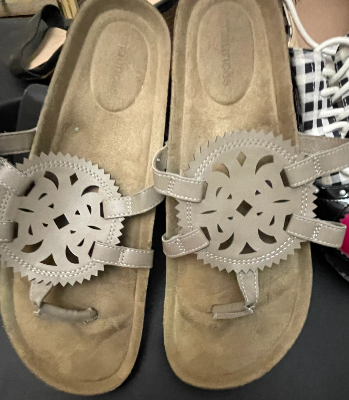 Size 11 Maurice’s  Grey Embellished Thong Sandals - photo 2