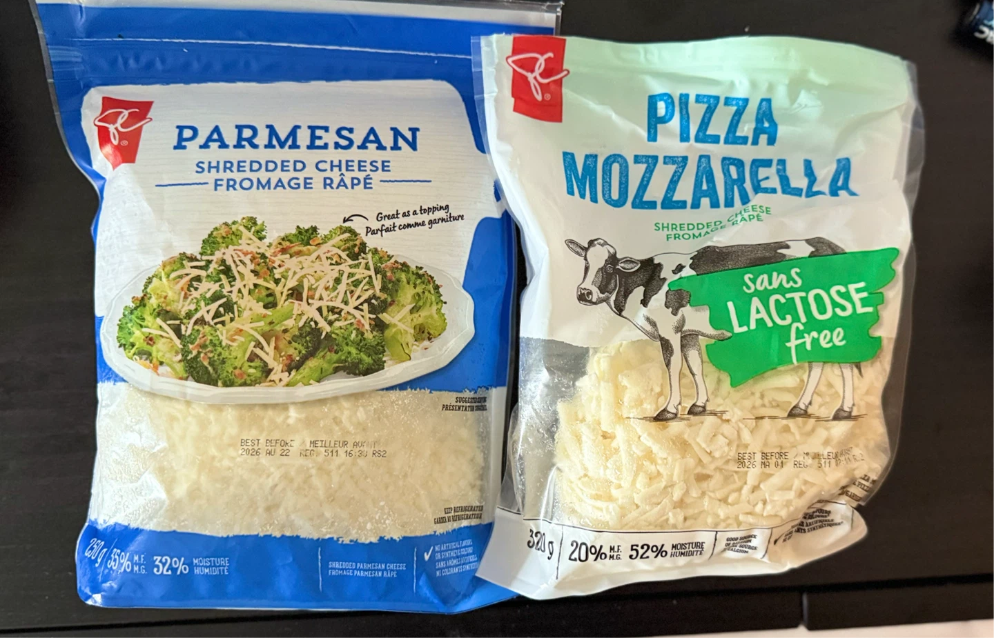PC Parmesan Shredded Cheese & Lactose-Free Pizza Mozzarella