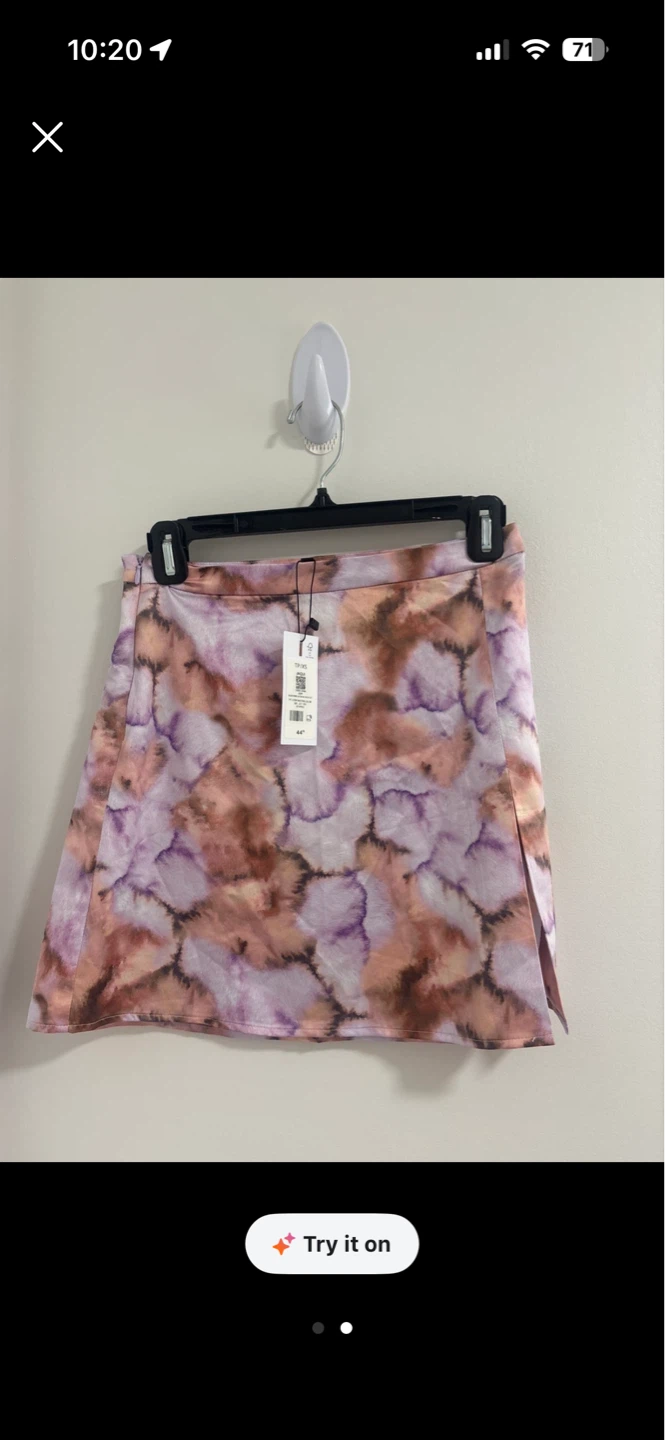 Jaqi Mini Satin Skirt - Watercolour Print