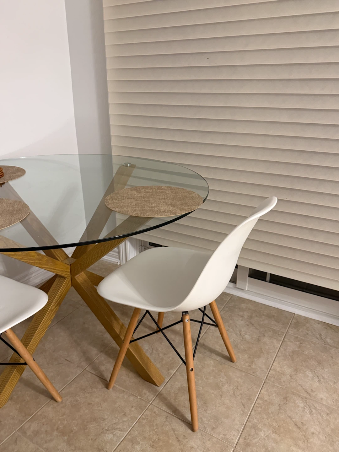 2 White Chair and Glass top dining table - photo 2