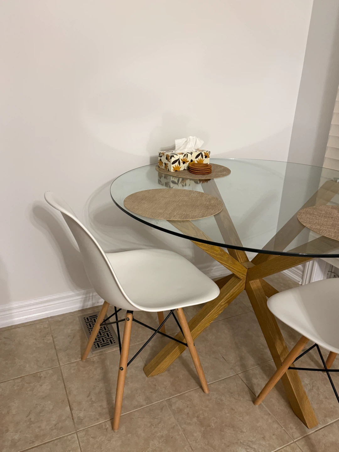2 White Chair and Glass top dining table - photo 3