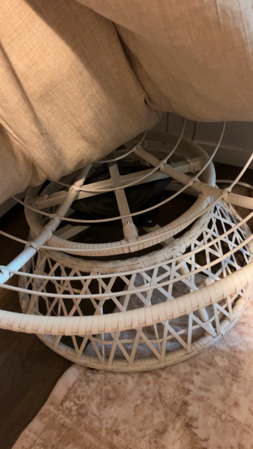 360 Swivel Tan Papasan Chair with White Woven Base - photo 4