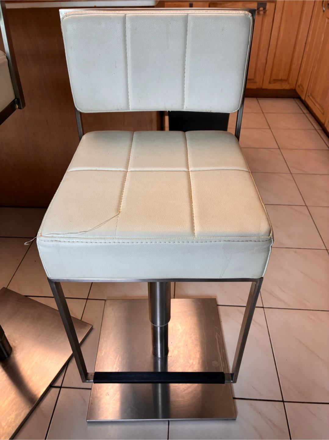 Pair of faux leather height adjustable bar stools - photo 2