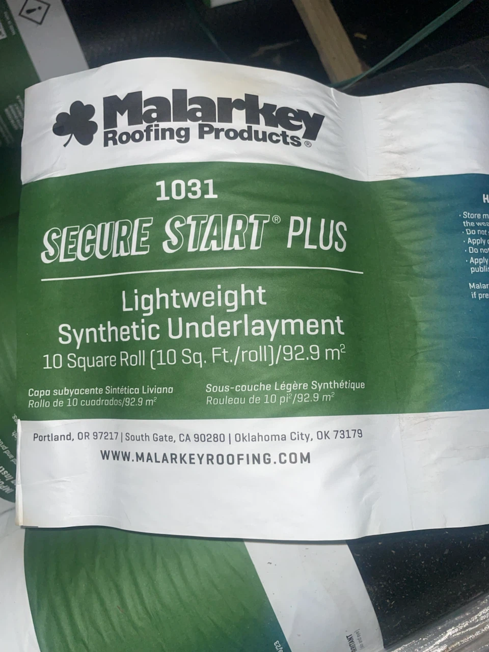 Malarkey Secure Start Plus Synthetic Underlayment Roll