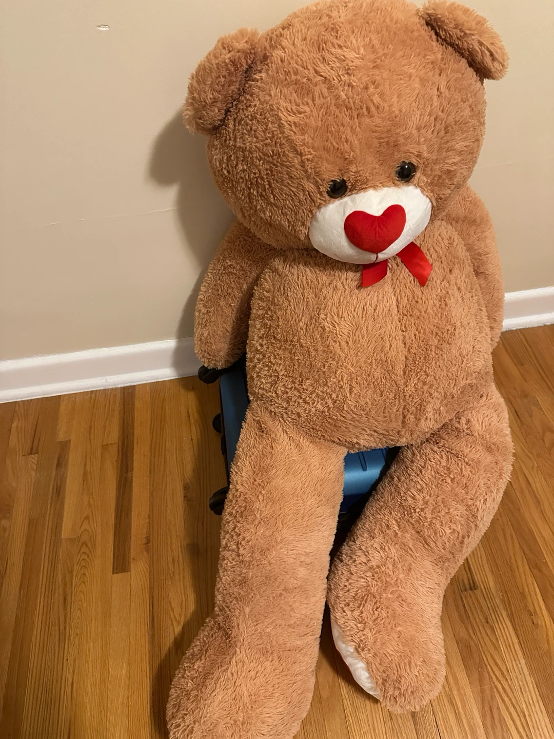 Giant Plush Teddy Bear with Heart Nose