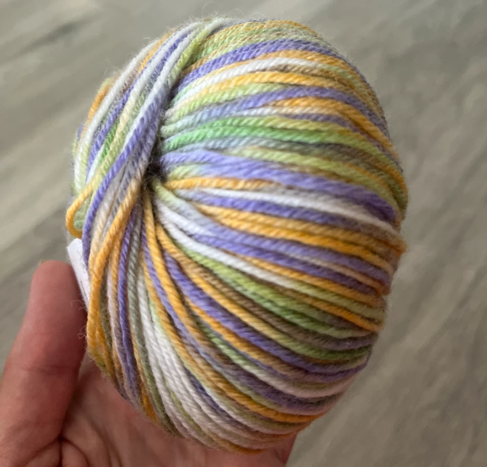 Yarn Ball - Merino Wool Blend - Purple, Green, Yellow