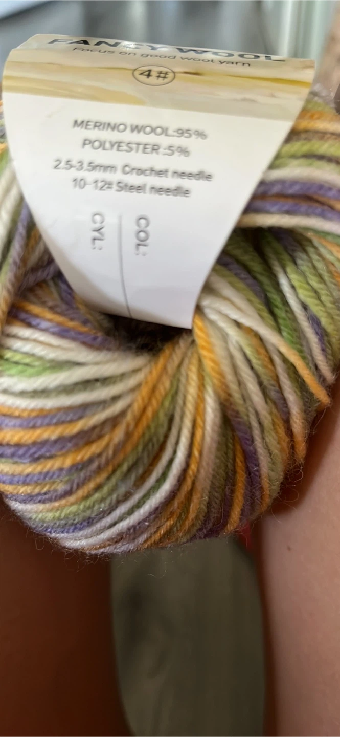 Yarn Ball - Merino Wool Blend - Purple, Green, Yellow - photo 2