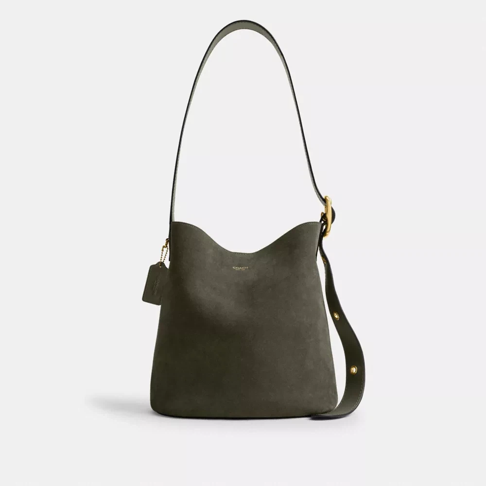 Coach Bleecker Bucket Bag in Olive Suede