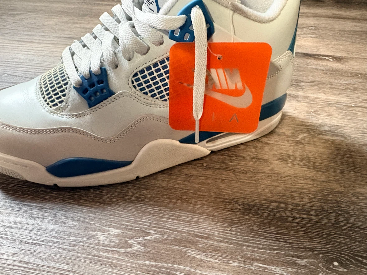 Air Jordan Military 4s Retro White/Blue Sneakers