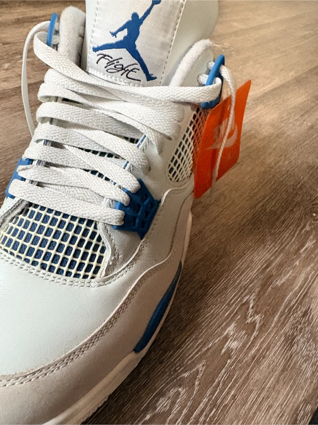 Air Jordan Military 4s Retro White/Blue Sneakers - photo 2