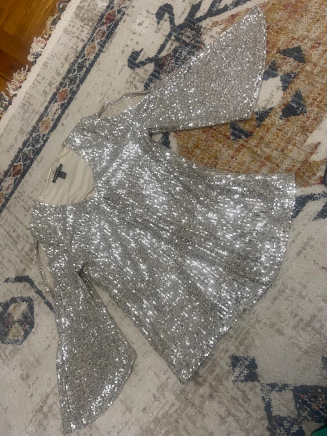 Sparkly Silver Sequin Top and Skirt Set - photo 2