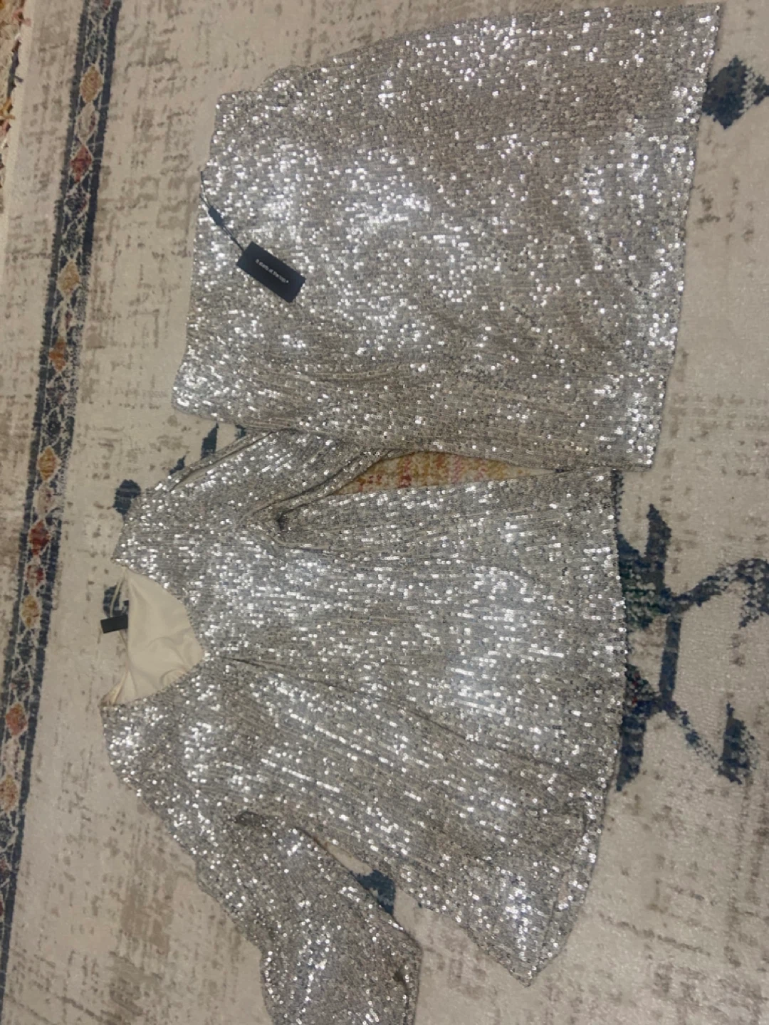 Sparkly Silver Sequin Top and Skirt Set - photo 4