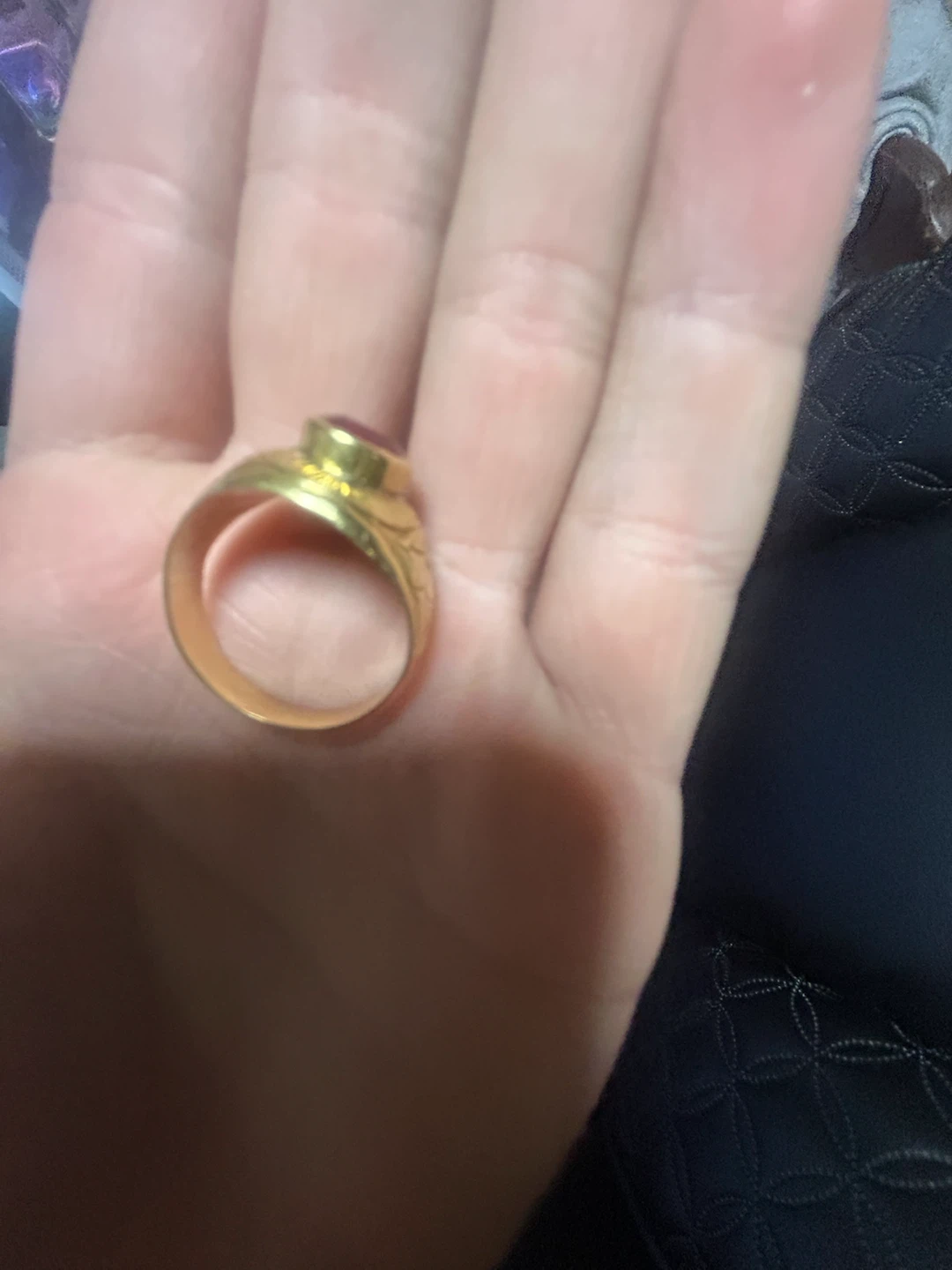 Real Gold ring with red stone