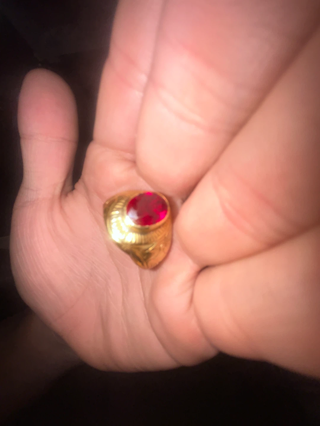 Real Gold ring with red stone - photo 5