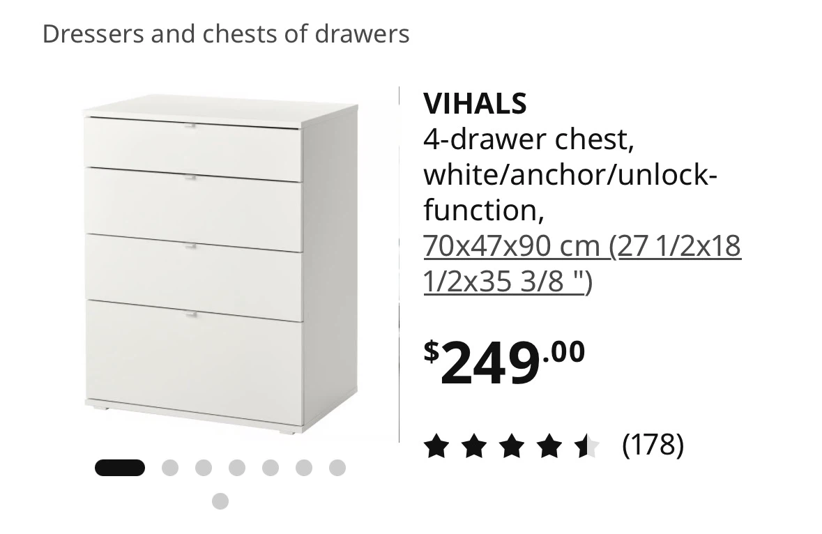 IKEA VIHALS 4-drawer chest, white - photo 2