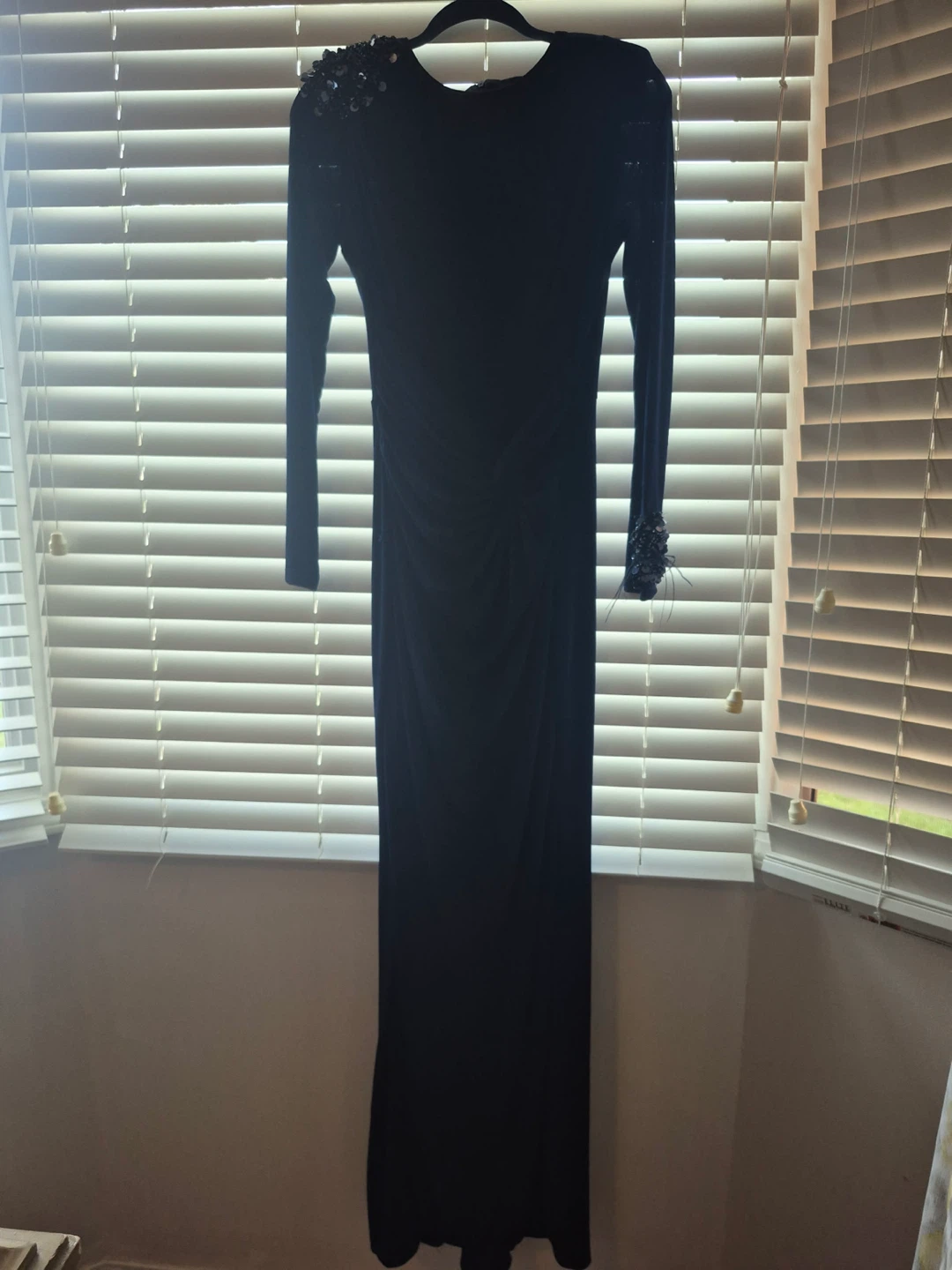 Navy Blue Beaded Maxi Dress