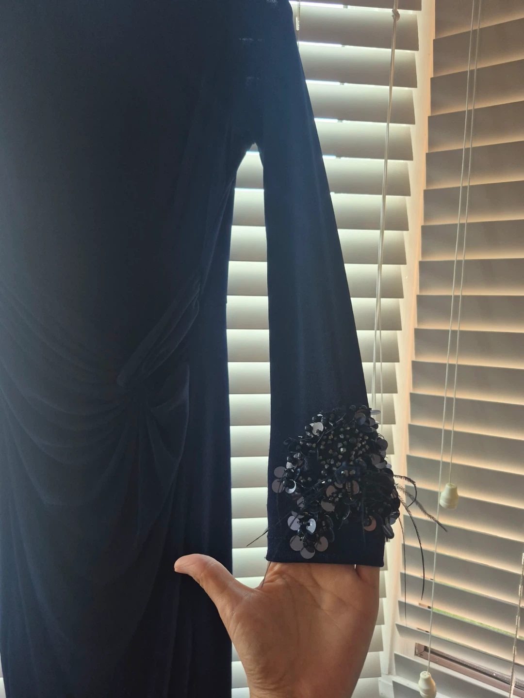 Navy Blue Beaded Maxi Dress - photo 3