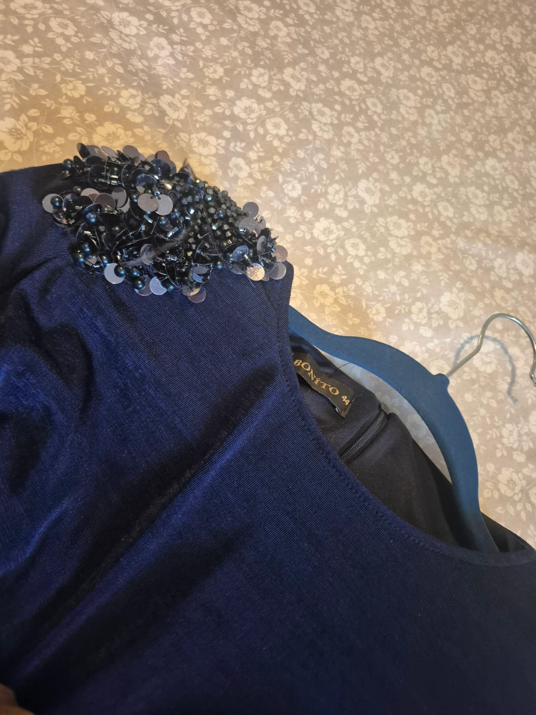 Navy Blue Beaded Maxi Dress - photo 5