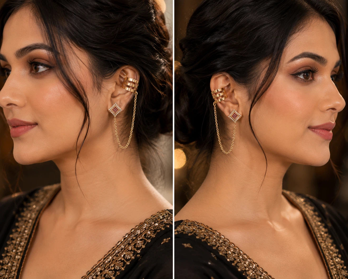 M Fashion Jewellery Ear Cuffs with Chain