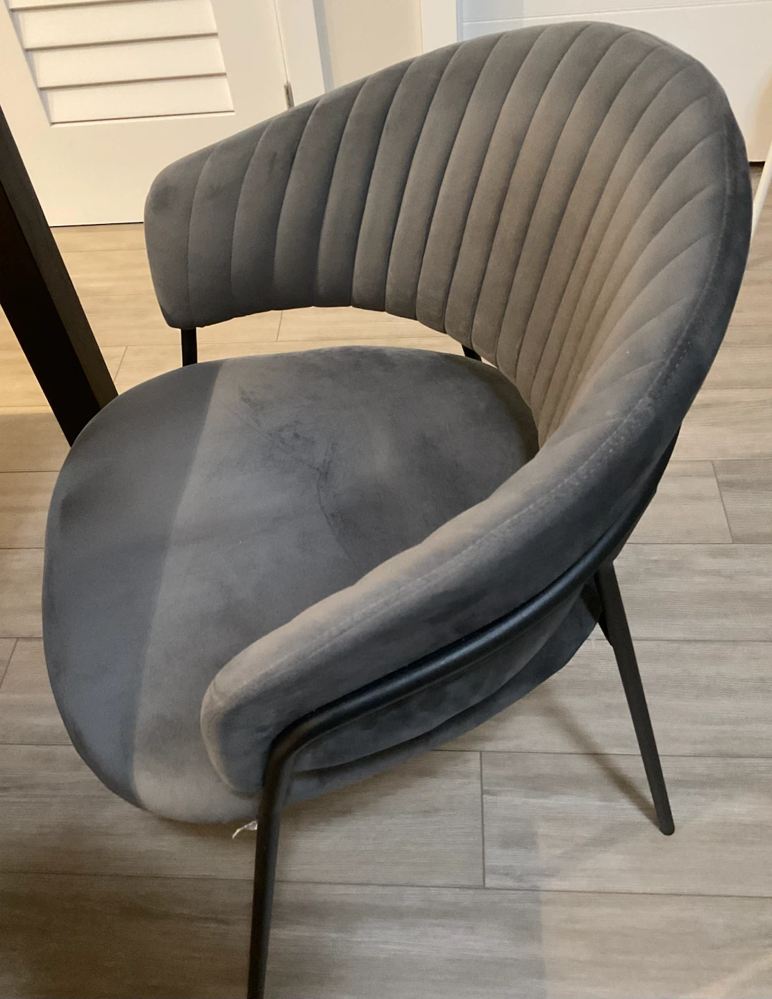 Sharon Velvet Dining Armchairs – Grey – Excellent Condition