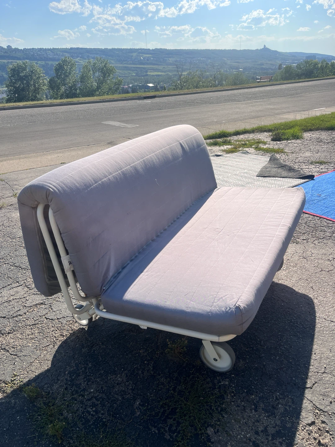 Grey Foldable Futon Chair/Bed with Wheels - photo 2