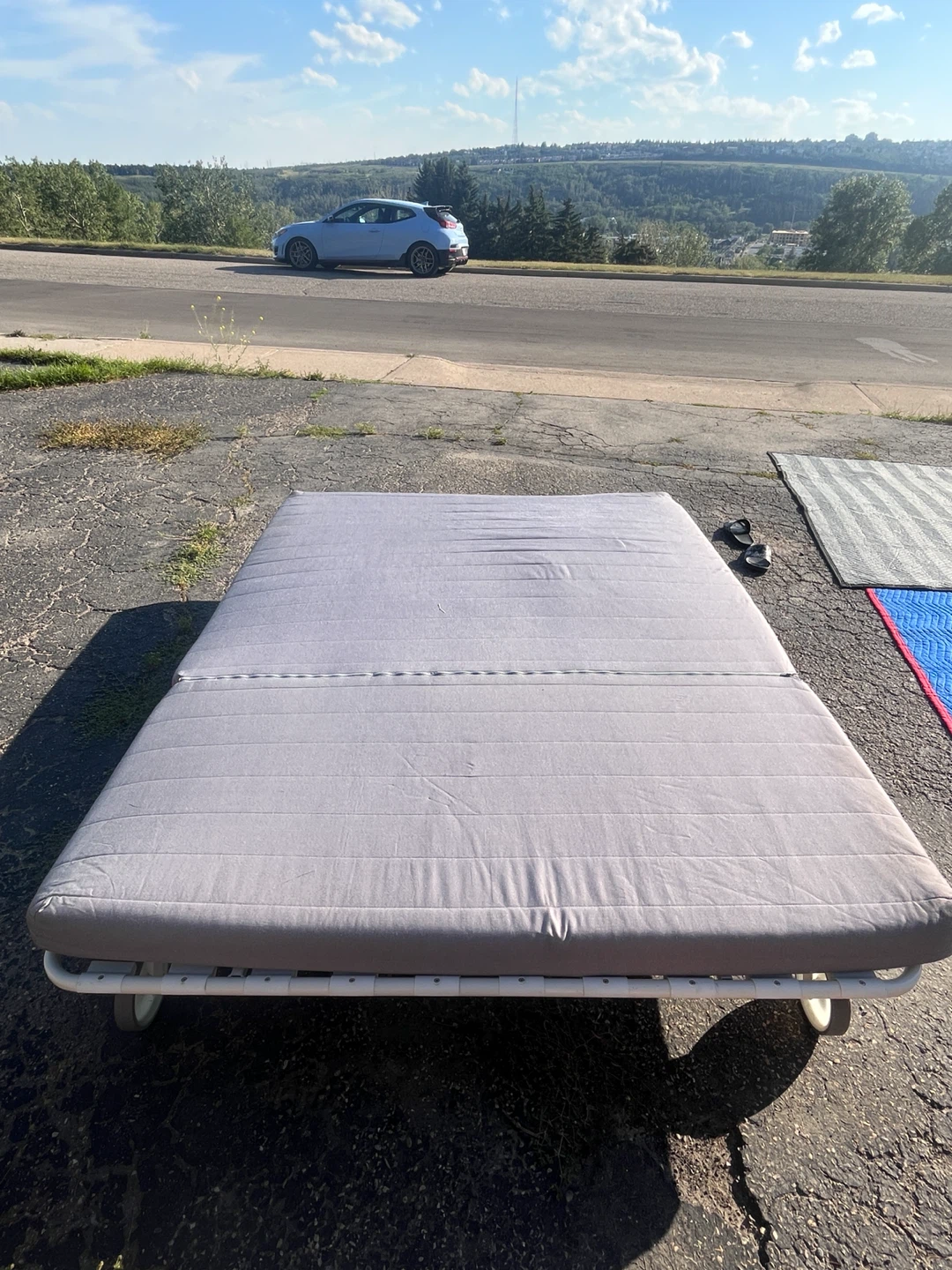 Grey Foldable Futon Chair/Bed with Wheels - photo 3