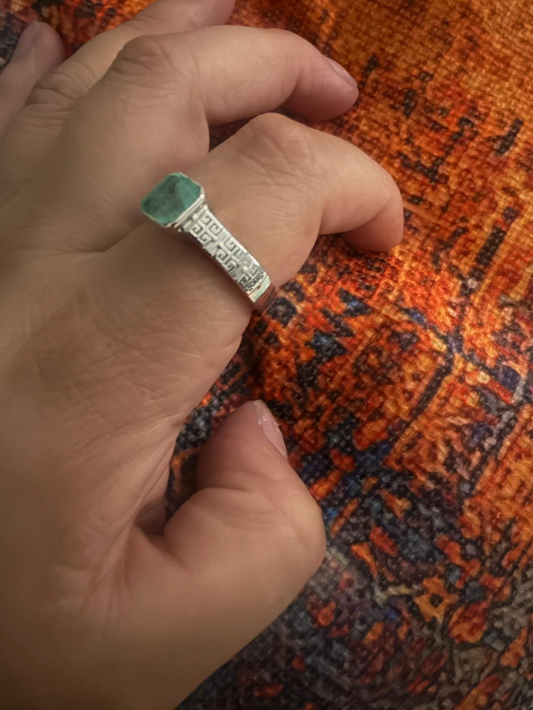 Natural Emerald Ring - Silver 925 - photo 2