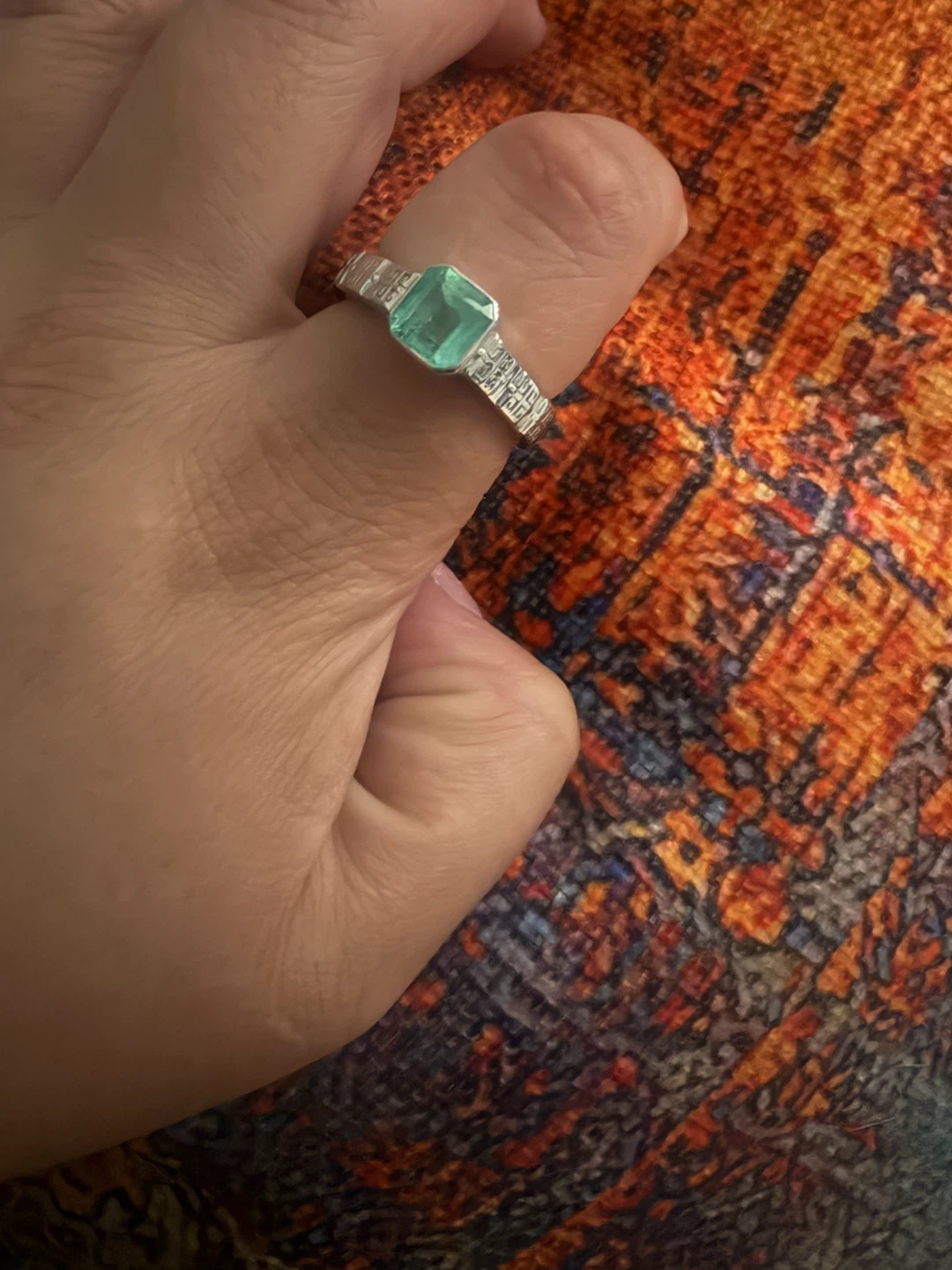 Natural Emerald Ring - Silver 925 - photo 3