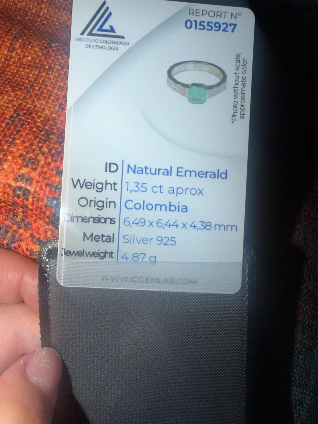 Natural Emerald Ring - Silver 925 - photo 4