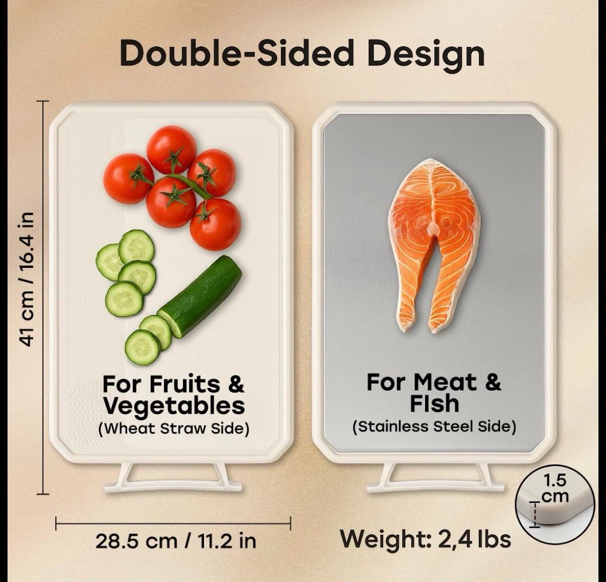 New Double-Sided Cutting Board (Stainless Steel & Wheat Straw) - photo 5