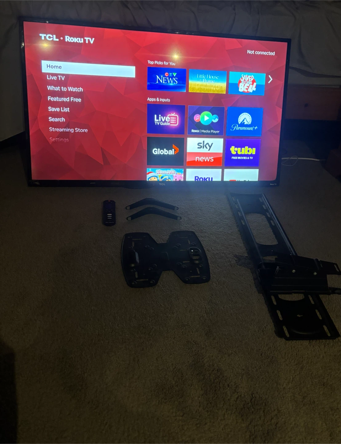 TCL Roku TV with Wall Mount and Remote