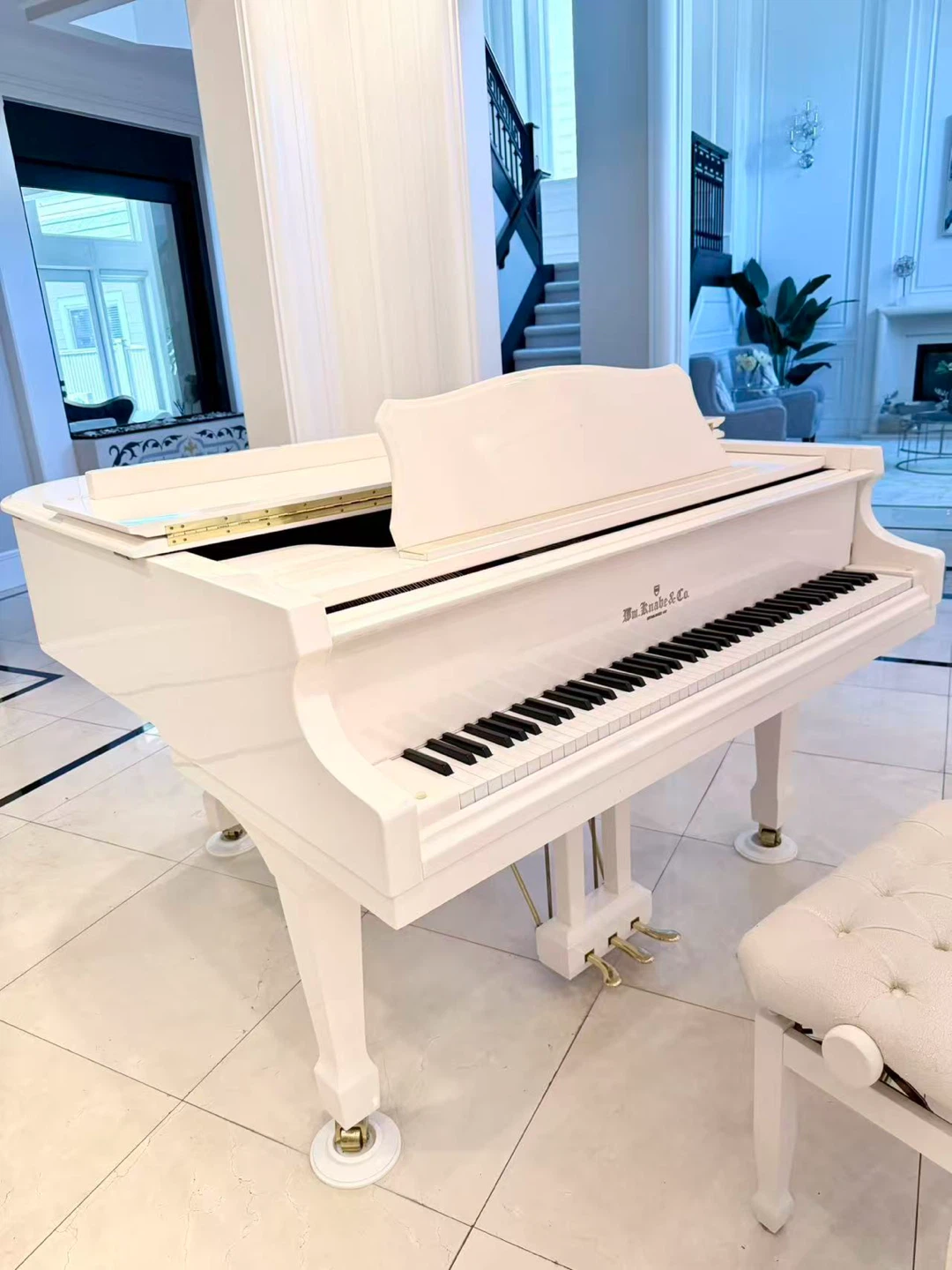 Wm. Knabe & Co. White Grand Piano