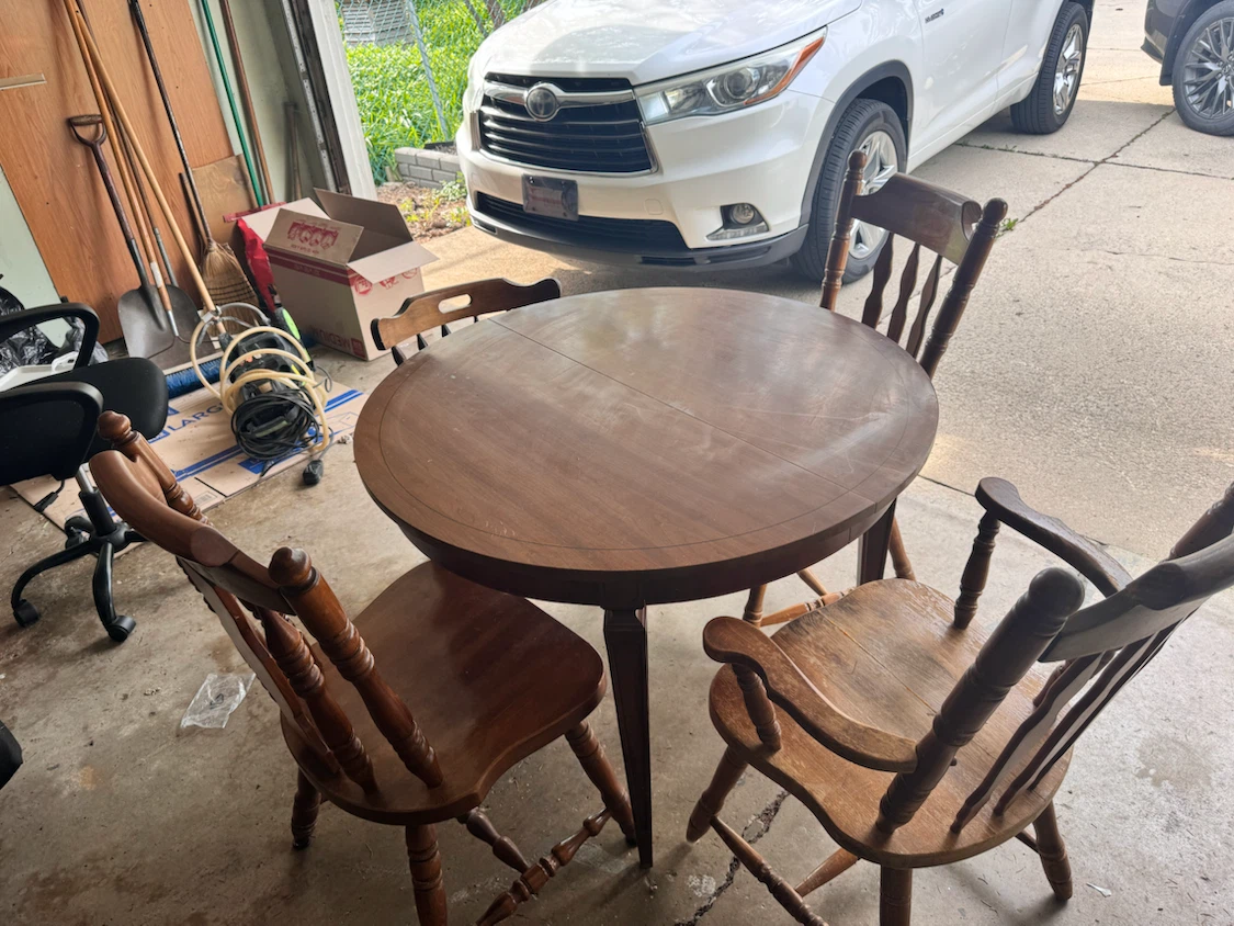Wooden Round Dining Table with 4 Chairs - photo 2