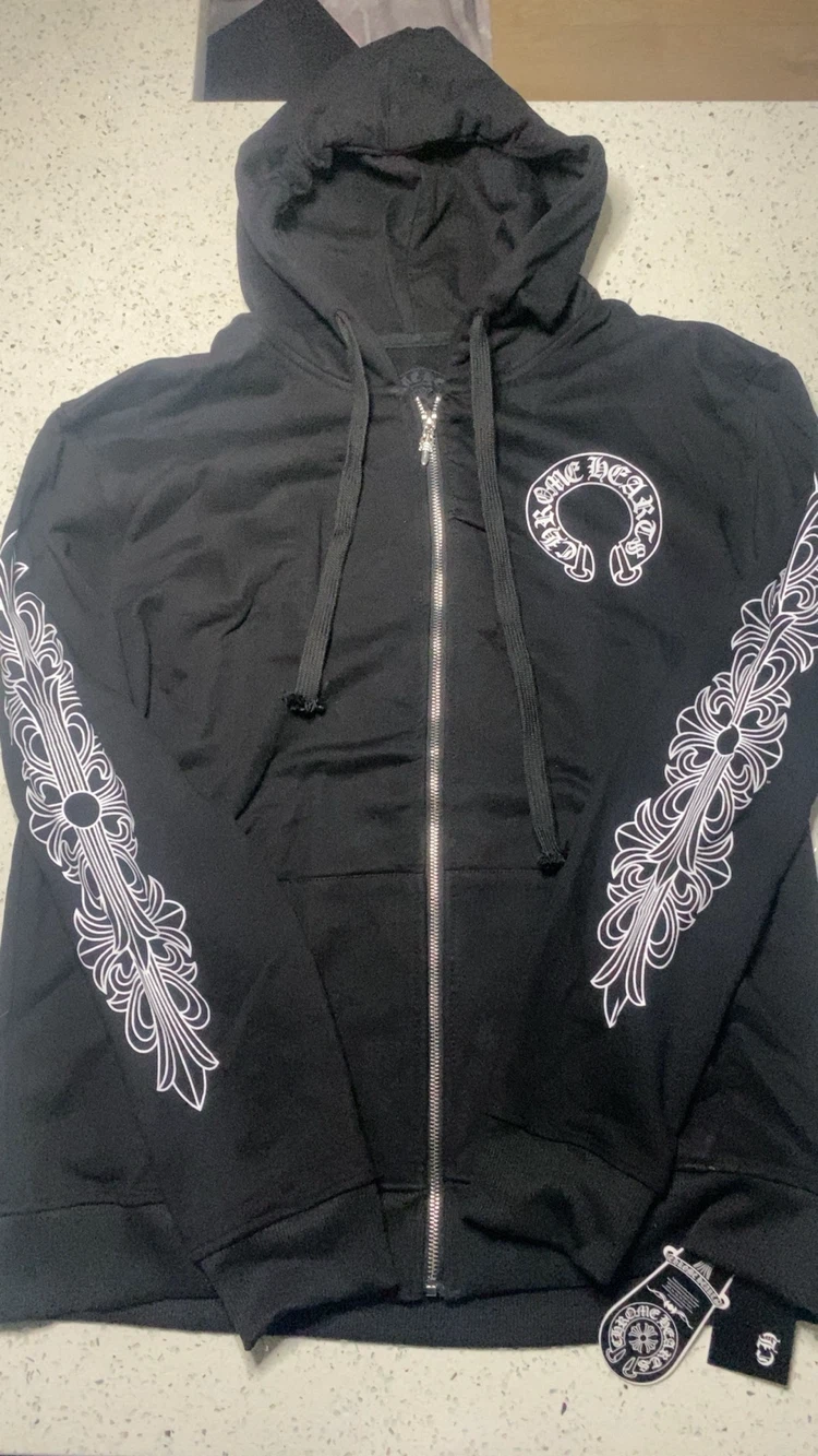 Chrome Hearts Horseshoe Logo Zip-Up Hoodie - Black