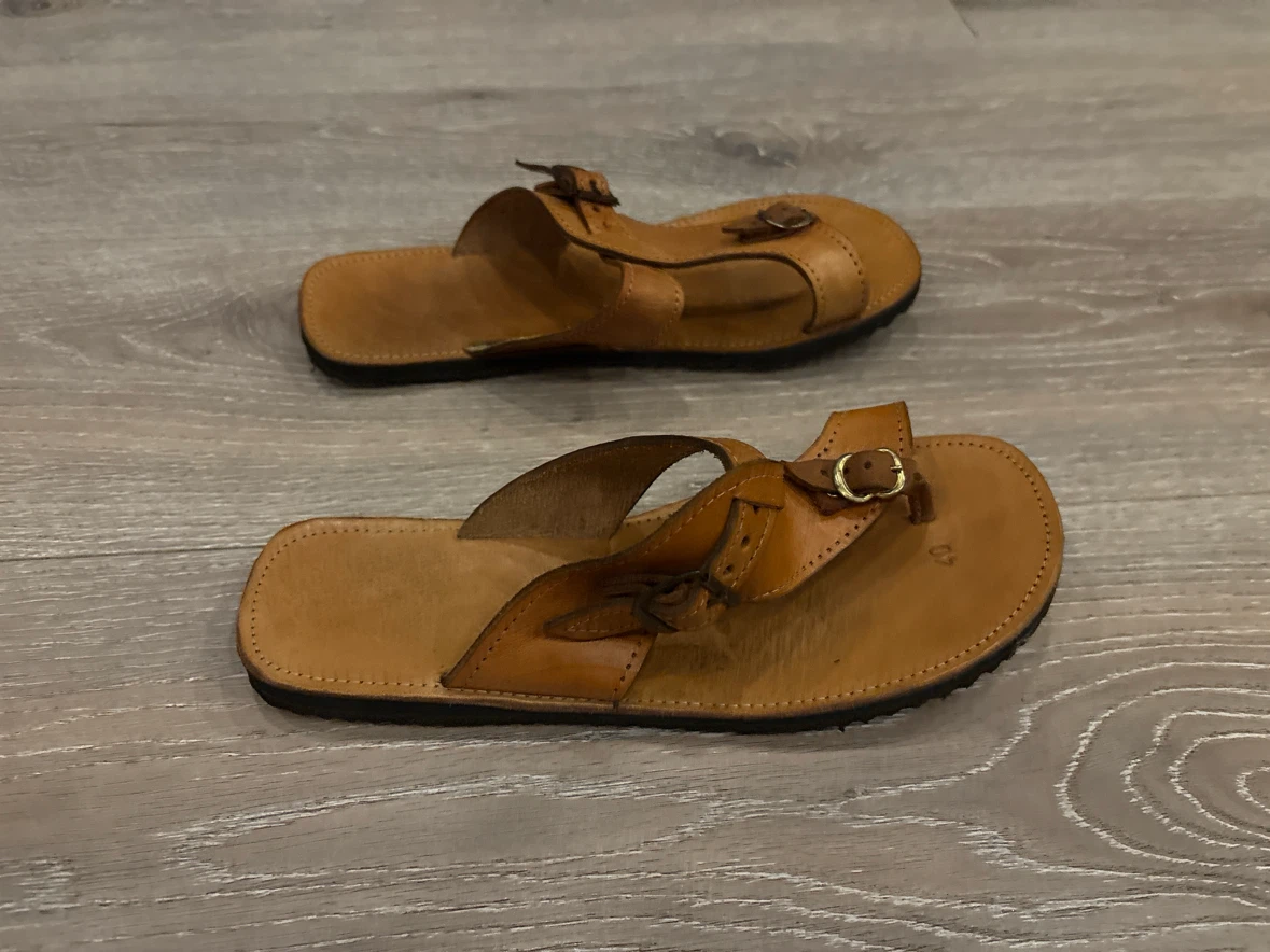 Tan Leather Sandals with Buckle Size 40 - photo 5