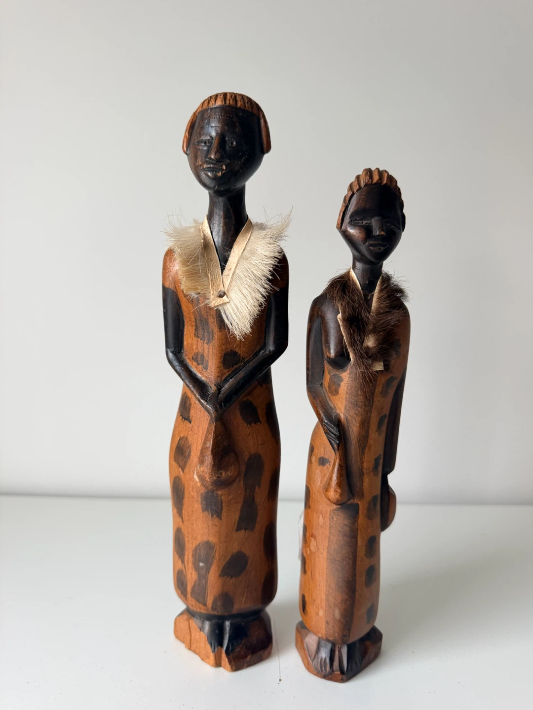 Vintage Hand-Carved African Tribal Couple Figurines set of 2 - photo 2