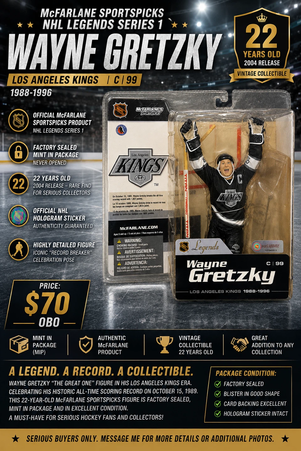 WAYNE GRETZKY - RARE McFARLANE NHL LEGEND